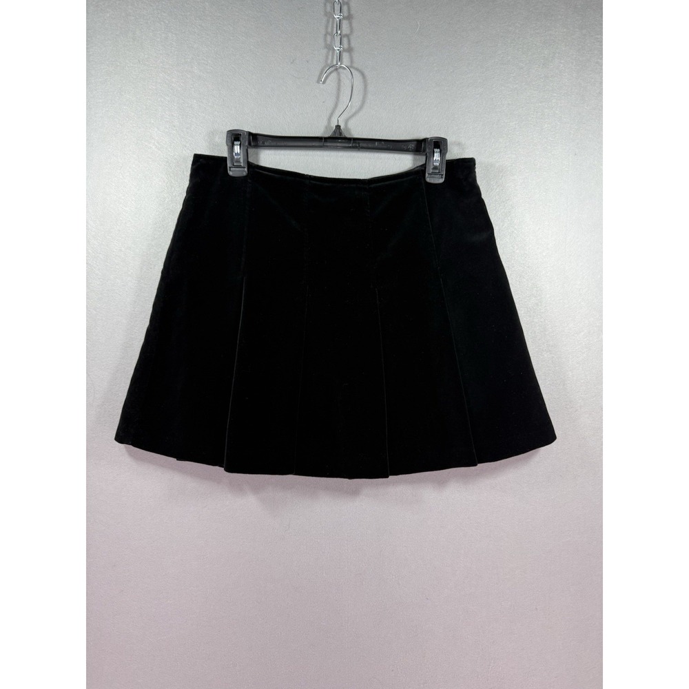 Vintage Context Womens Black Pleated Velvet Mini Skirt Whimsigoth Dark Academia